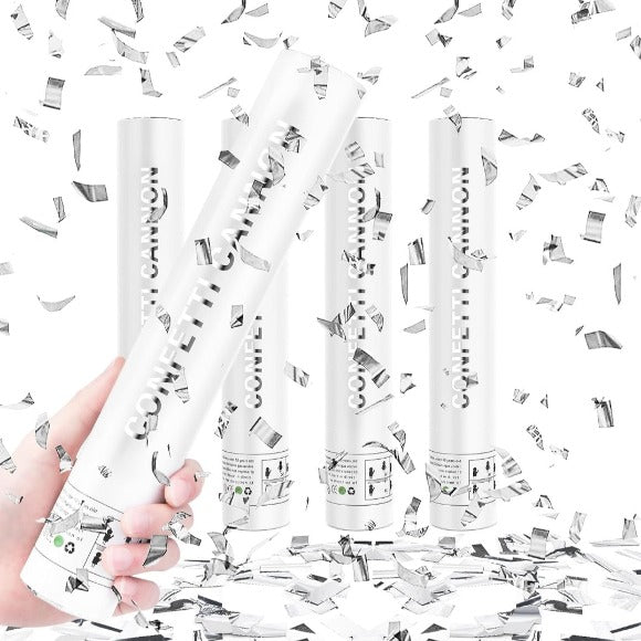 12" CONFETTI CANNON - METALLIC SILVER - Creativ Party Supplies