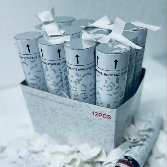 12" CONFETTI CANNON - PAPER WHITE - Creativ Party Supplies